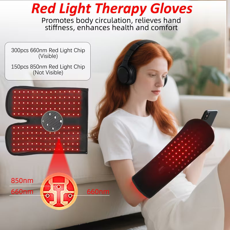 Red Light Therapy for Hands, Light Therapy Glove for Finger Wrist Arm