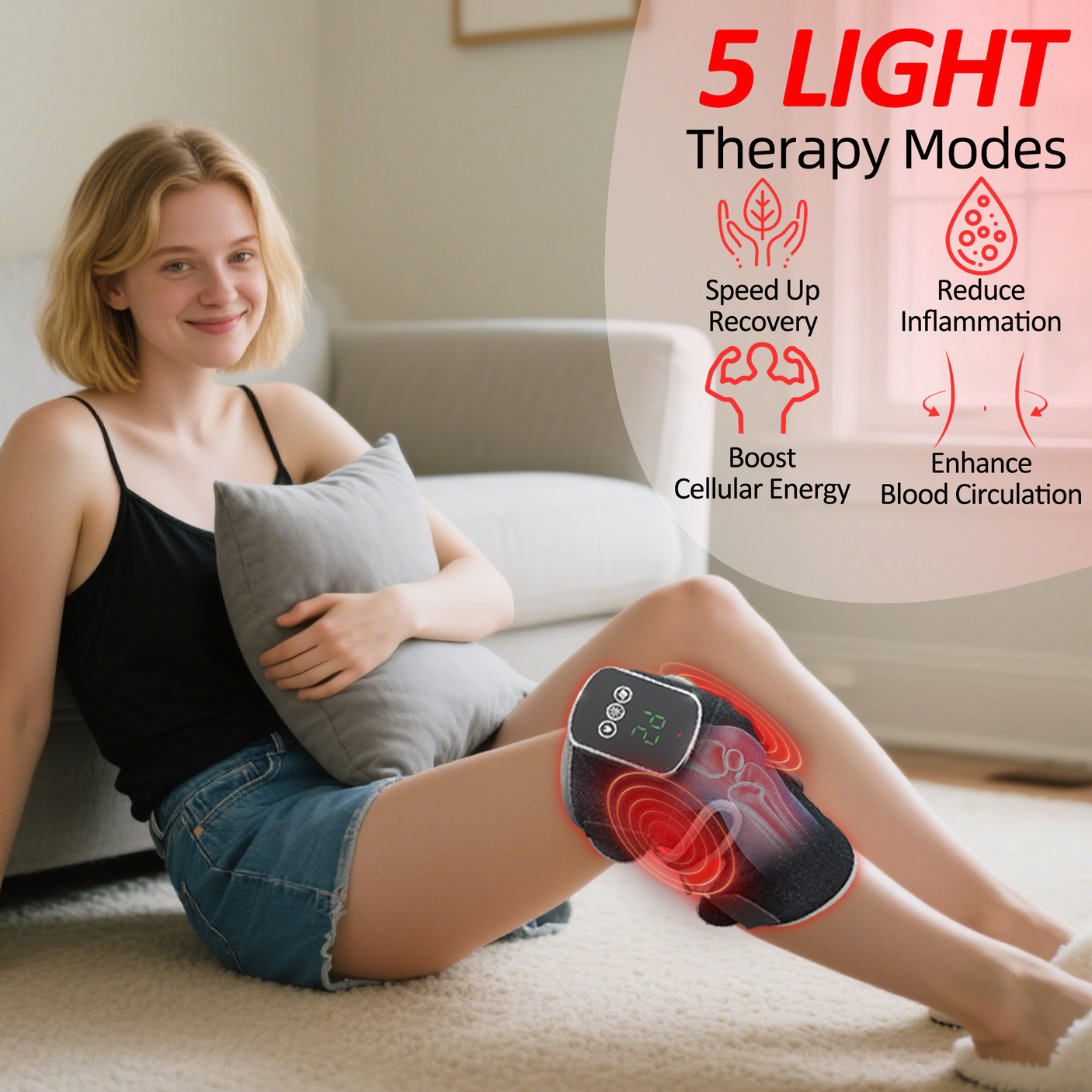 Red Light Therapy Knee Massager with Vibration