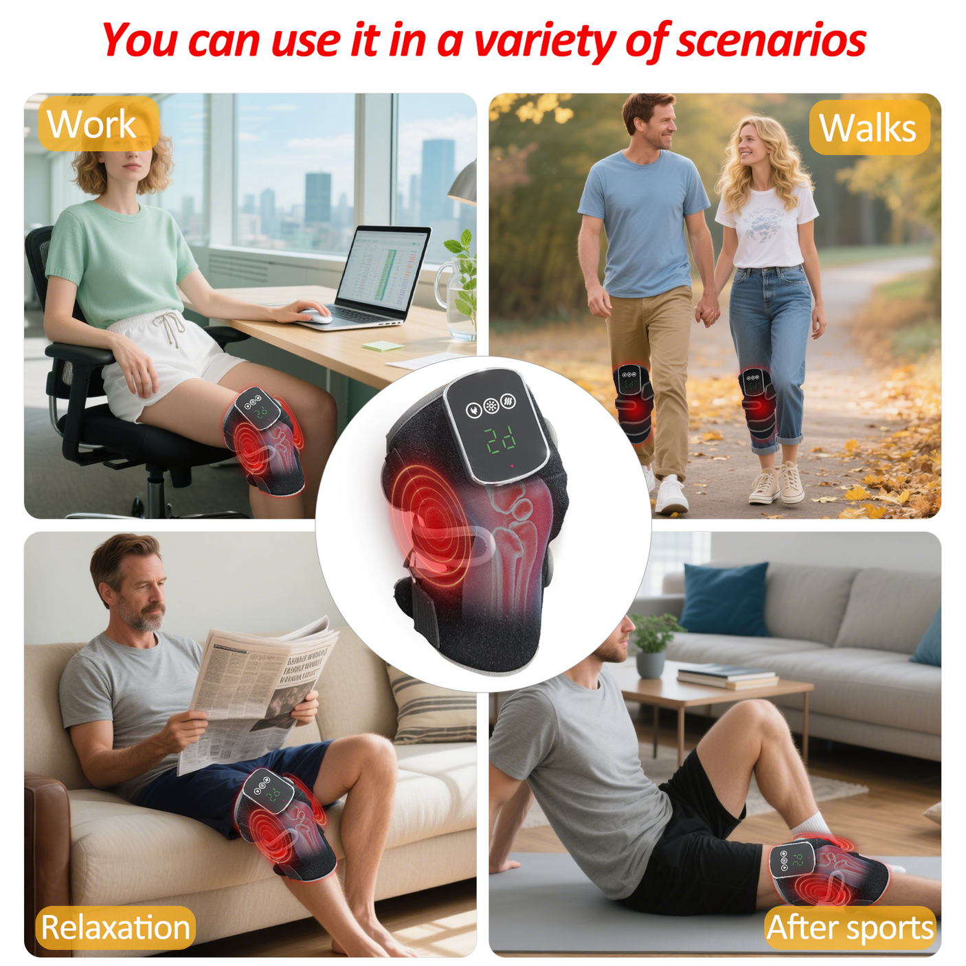 Red Light Therapy Knee Massager with Vibration