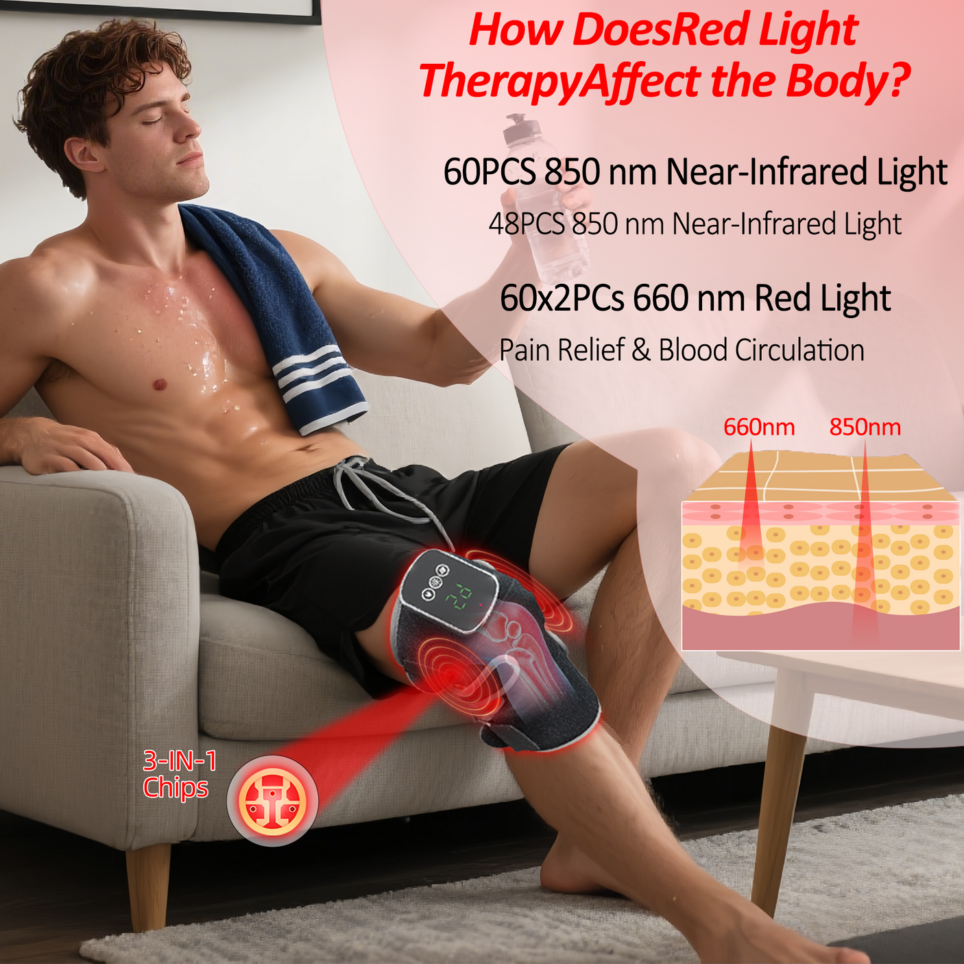 Red Light Therapy Knee Massager with Vibration